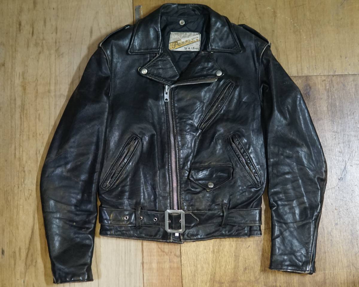 古典 ワンスター PERFECTO Schott 70's 牛タグ前期 38 ブラック ダブル