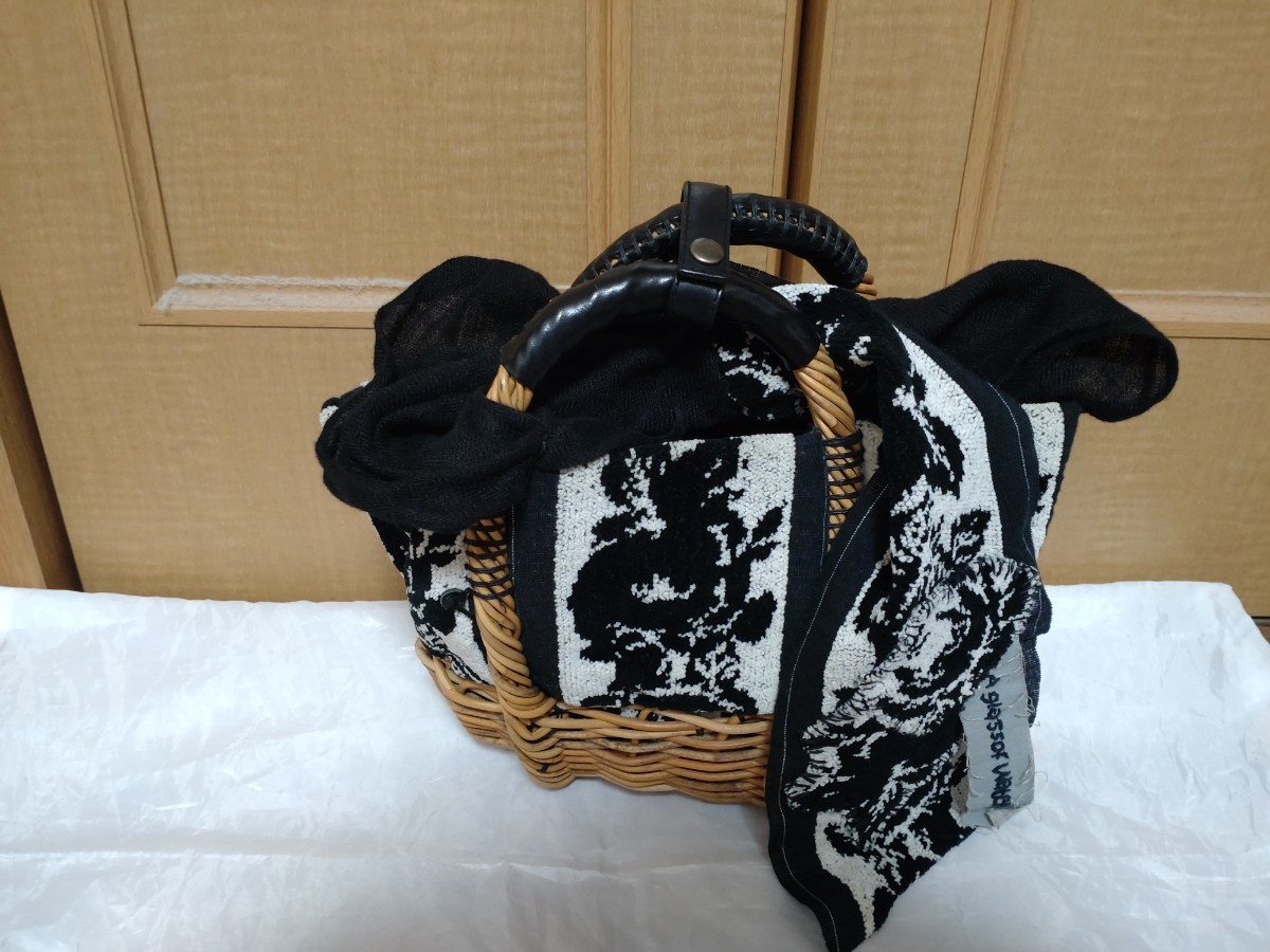 エバゴス ebagos シェニール織り かごバッグ バッグ (バスケット、籐