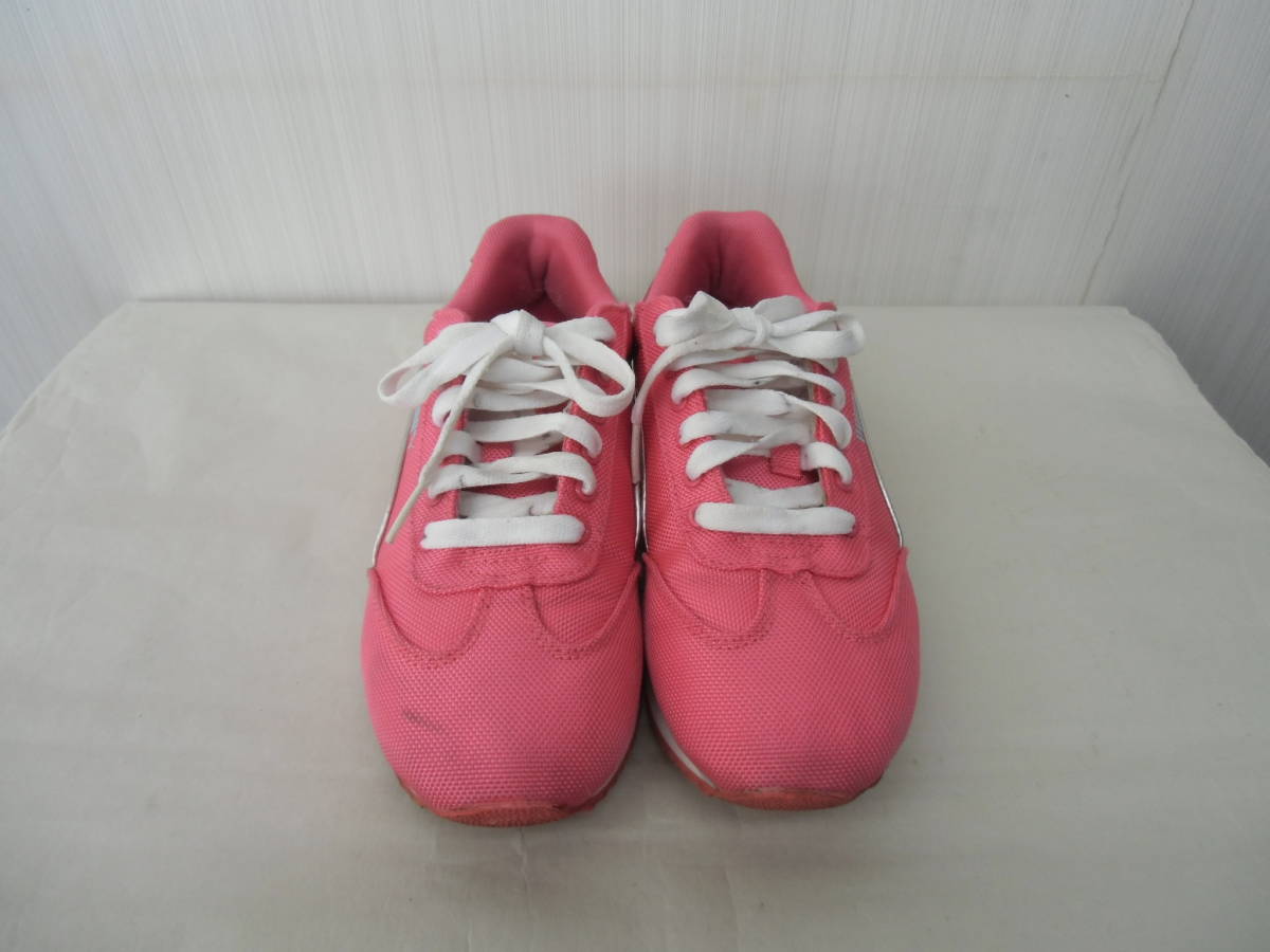  Puma sneakers 22.5cm pink × white puma lady's Junior ⑩