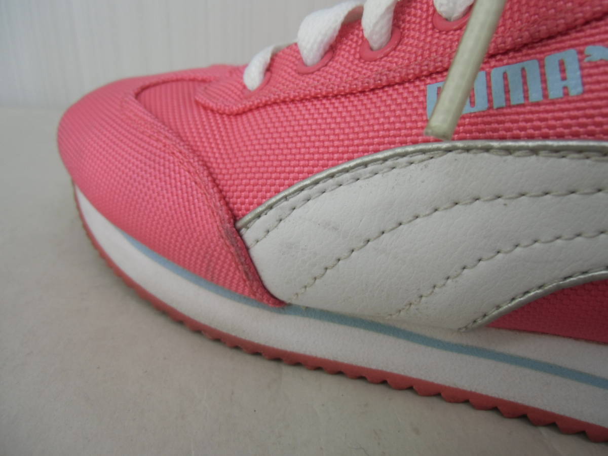  Puma sneakers 22.5cm pink × white puma lady's Junior ⑩