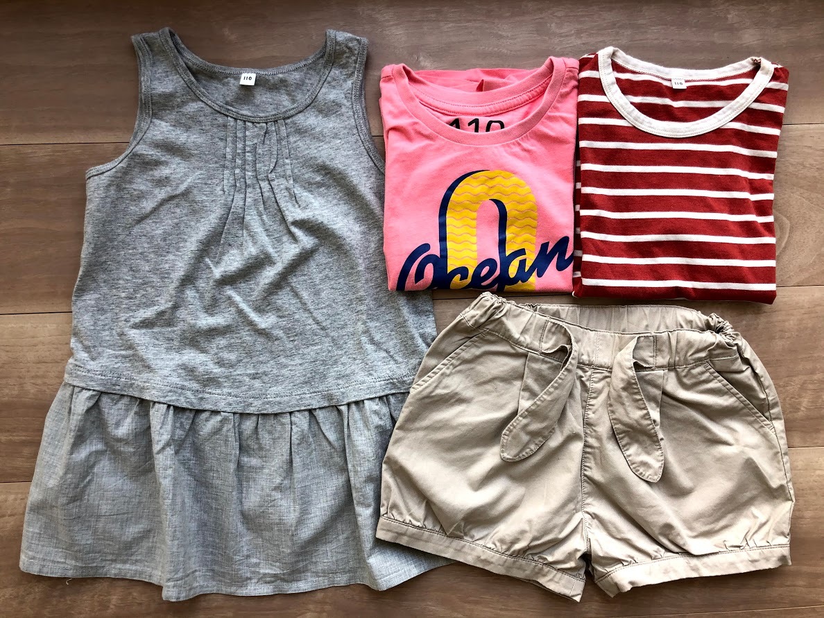  Kids clothes set sale 4 pieces set 110 size / T-shirt One-piece short pants 