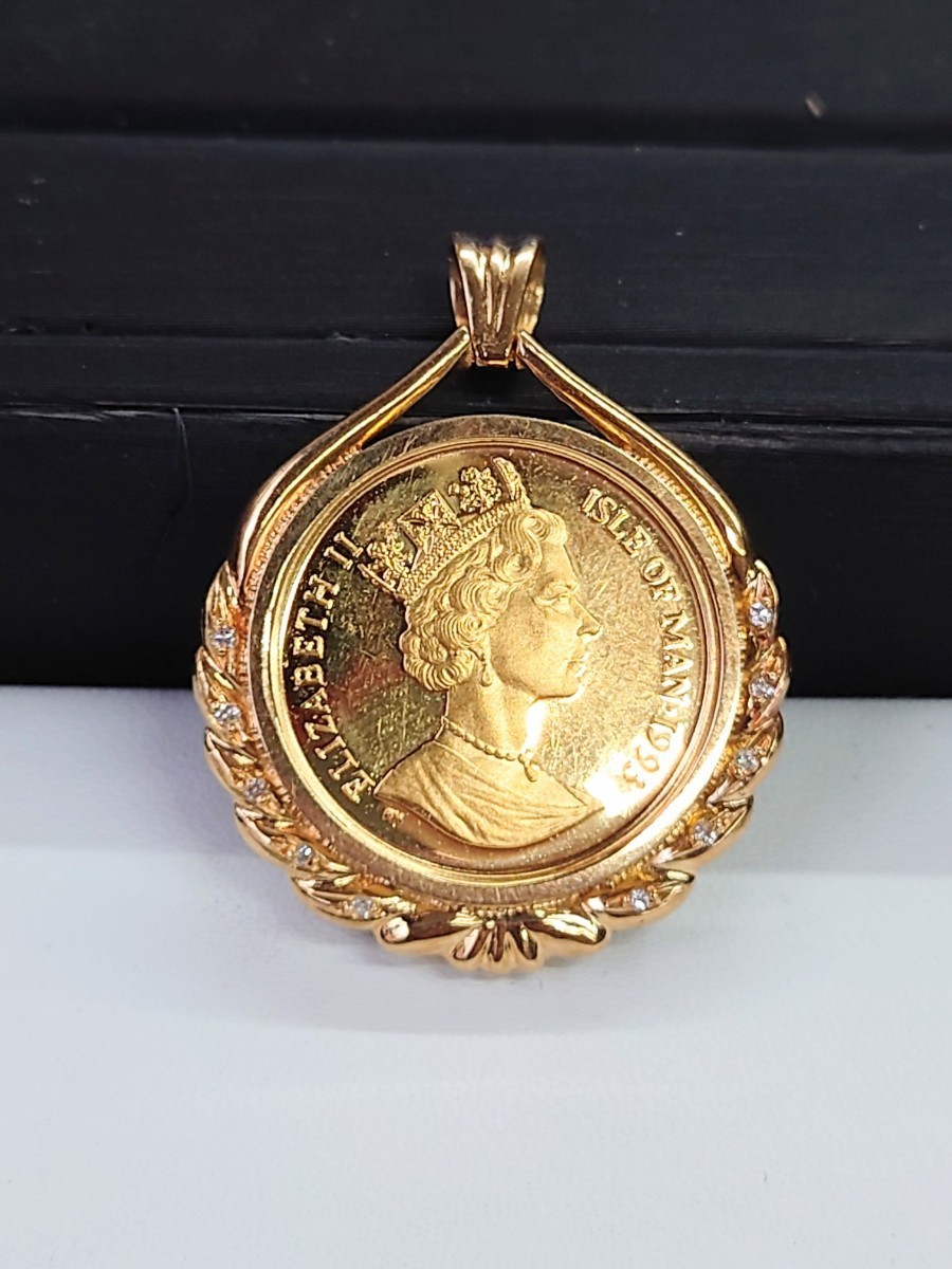 マン島キャットコイン 1/5oz K24 純金 1993年 エリザベス女王