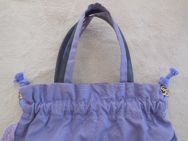 ♯USED♯ラベンダーの手提げバッグ♯紫色♯巾着バッグ♯_画像3