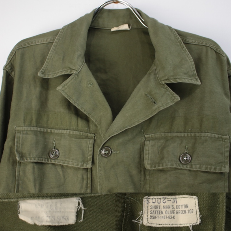 米軍 コットン ユーティリティ　シャツ 筒袖 63年 実物 SMALL ミリタリーシャツ [9018269]_画像2