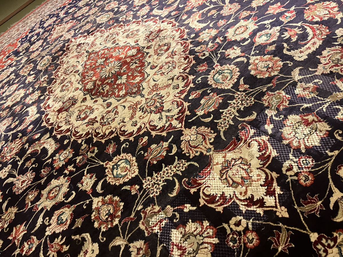 600万　大判　ペルシャ絨毯　シルク100％　保証　 クム産　ペルシャ絨毯　３００×２０３　８０万ノット　手織り_画像6