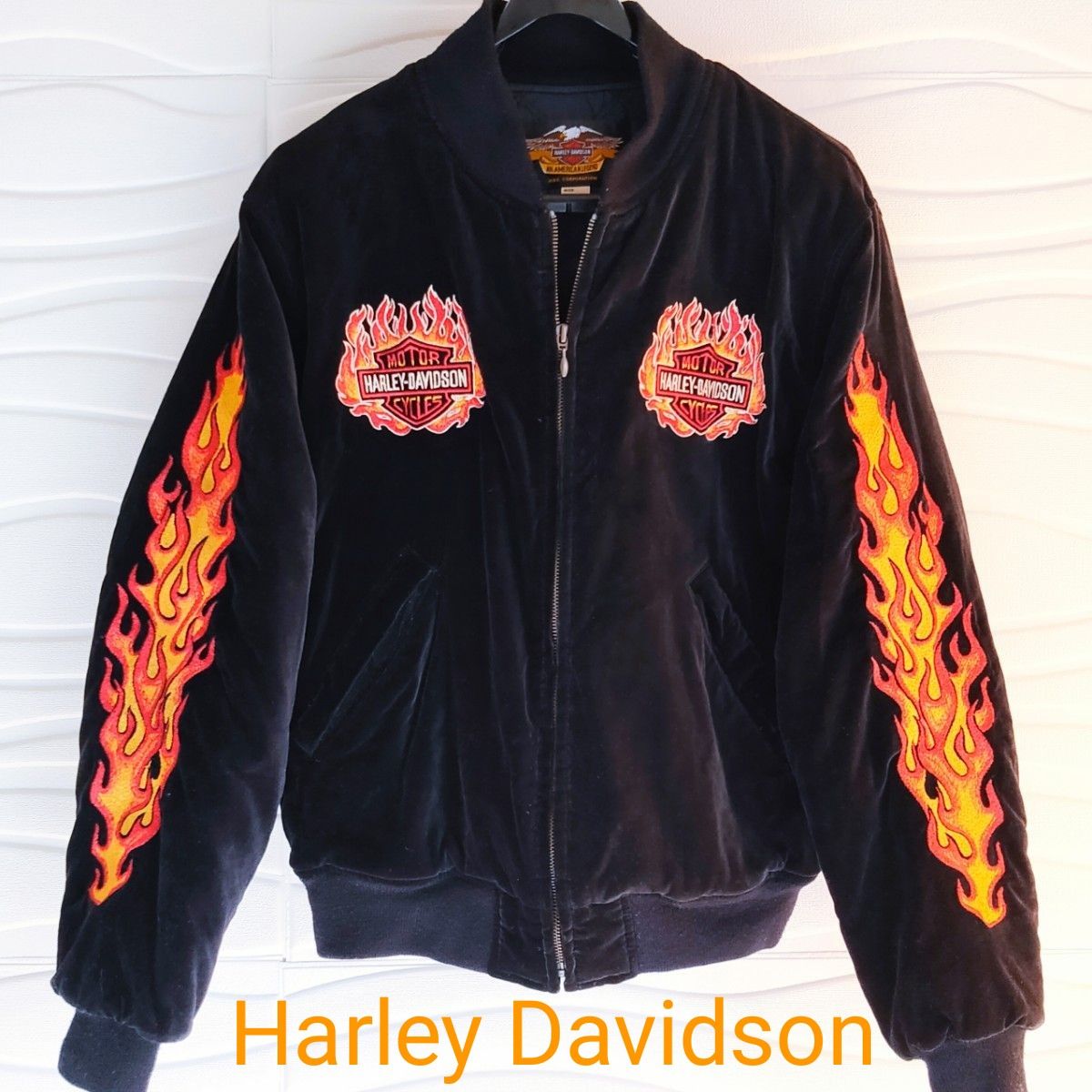 ハーレーダビッドソン (Harley Davidson) 90s ベロア 刺繍ロゴ