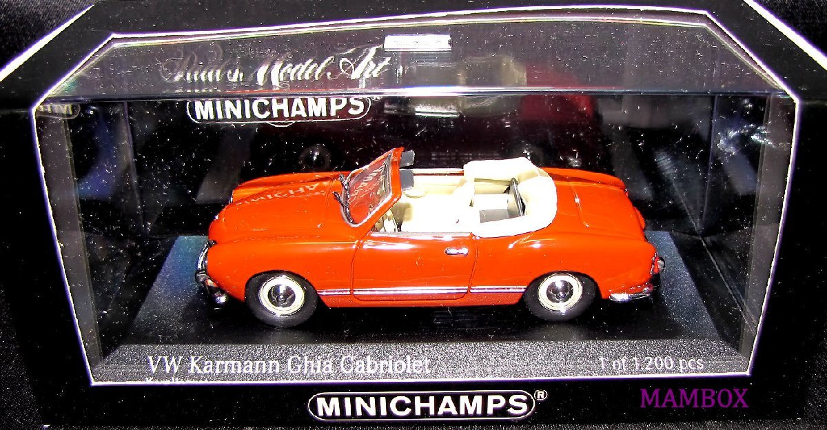 【SALE】ミニチャンプス☆1/43 430051037 VW カルマンギア カブリオレ 1957 コーラルレッド1200台限定_画像2