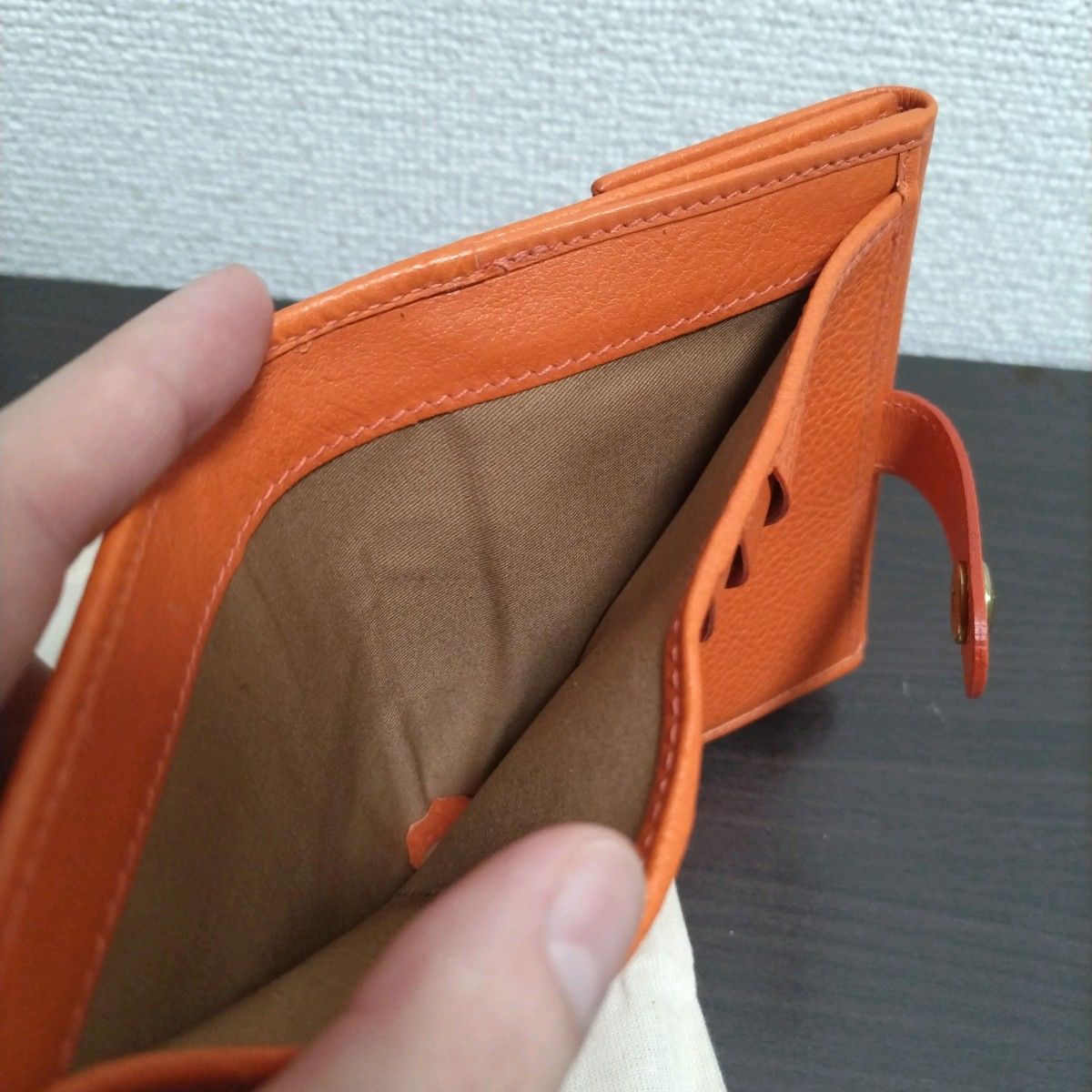 新品 イルビゾンテ 本革 レザー 財布 スナップ ウォレット オレンジ
