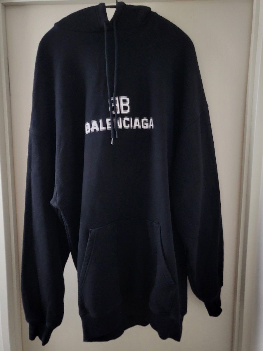 バレンシアガ BALENCIAGA プルオーバーパーカー BLACK モザイク Pixel