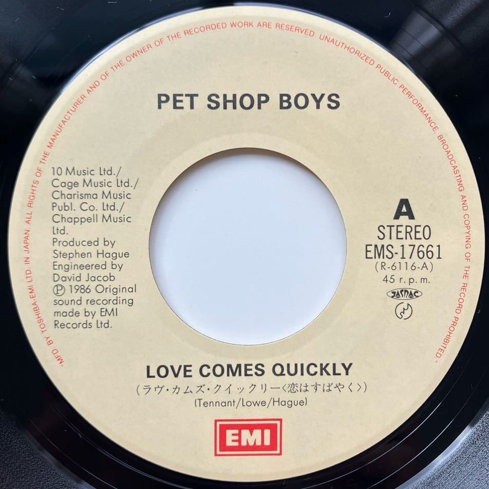 未使用並 NM◆MAT1◆EP◆Pet Shop Boys(ペット・ショップ・ボーイズ)「Love Comes Quickly(恋はすばやく)」◆1986年 EMS-17661◆New Waveの画像5