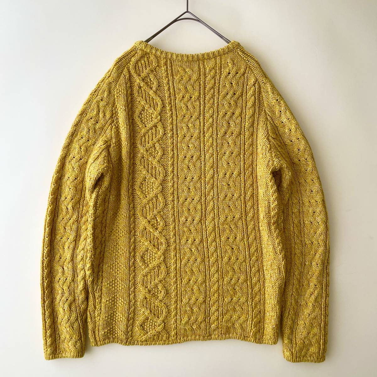 【美品】TOMORROWLAND -tricot- size/S (h) トゥモローランド トリコット アランニット ウールセーター フィッシャーマン イエロー knit_画像7