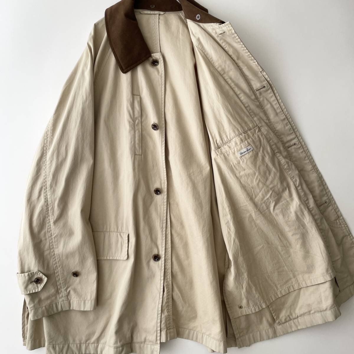 steven alan size/XL (q) スティーブンアラン オーバーコート ステンカラー ビッグシルエットアウター ベージュ コットン coat_画像5