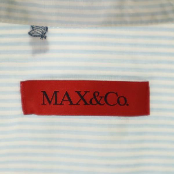マックスアンドコー バンドカラー ストライプ 長袖 シャツ 42 ブルー系 MAX&CO リボン レディース 231020_画像7