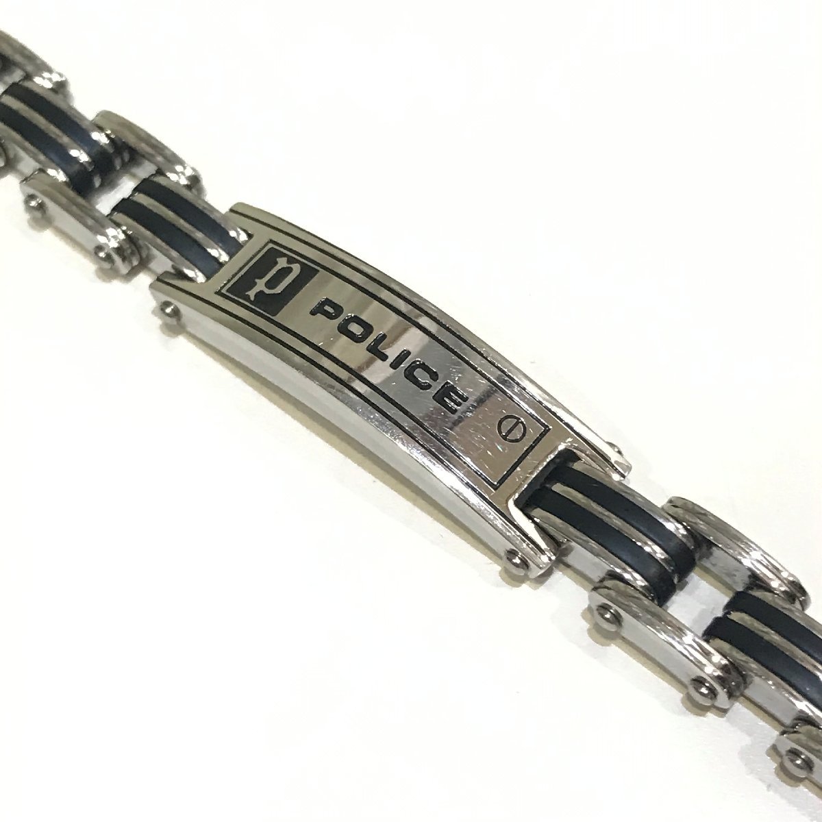 美品 POLICE ポリス ブレスレット CARB カーブ 全長 約20.0cm 内周約22.5㎝ ステンレス 箱入 メンズアクセサリー MB fe ABC1_画像6