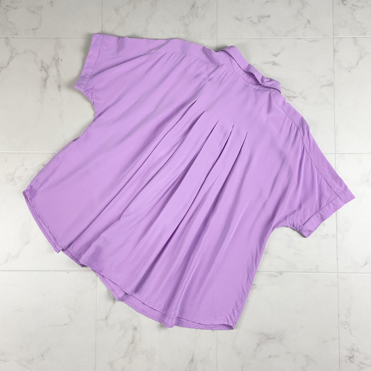 PART2 BY JUNKO SHIMADA part 2 BY Junko Shimada short sleeves collar attaching shirt tops lady's light purple purple size 11*HC1348