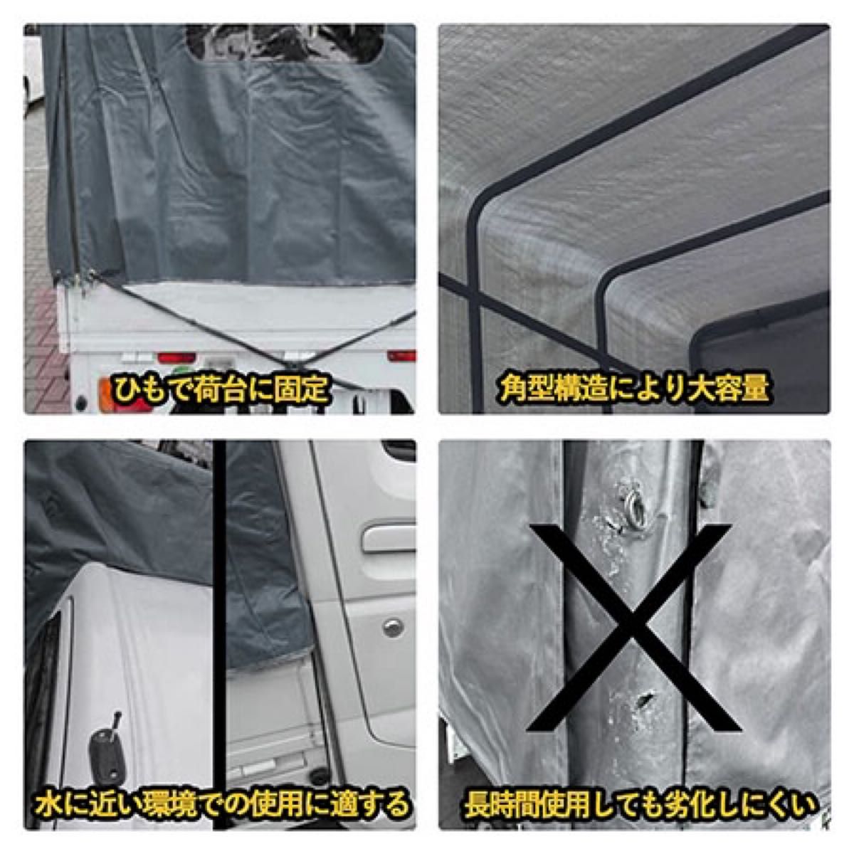 Galileo 軽トラック 軽トラ幌 荷台交換用幌のみ182x137x120cm PE 防風 三方向扉開閉式 農業 漁業 花卉業 