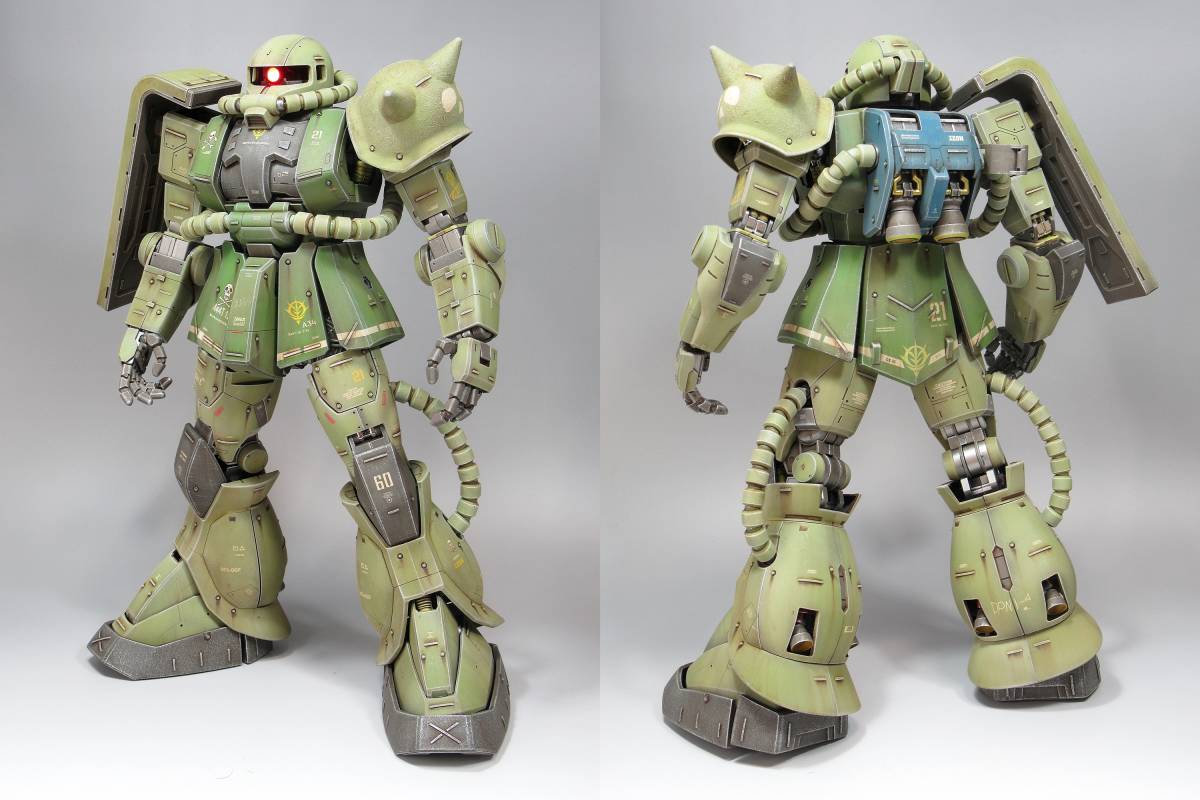 PG 1/60 MS-06F 量産型ザクⅡ 戦場風 徹底改修塗装完成品 PG 1/60 MS-06F 量産型ザクⅡ 戦場風 徹底改修塗装完成品
