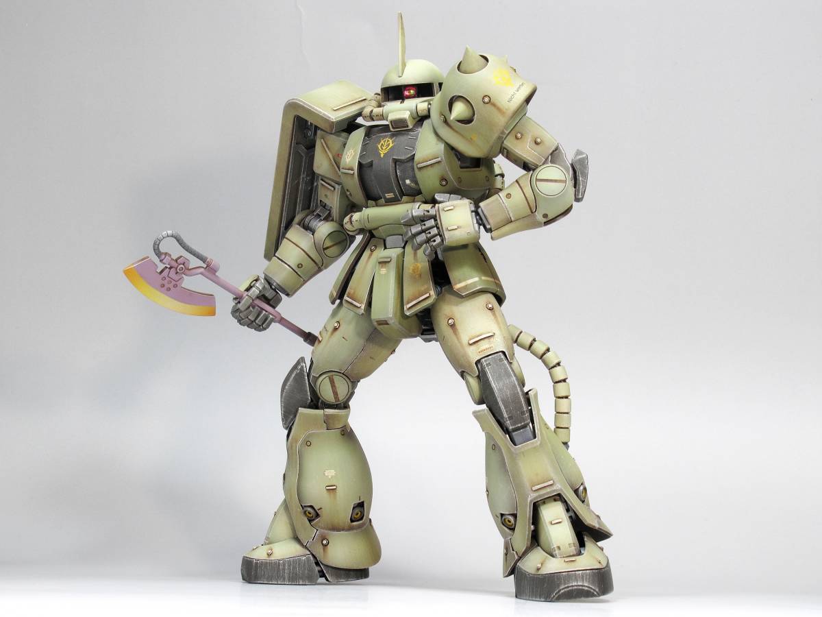 【MG 1/100 MS-06F 量産型ザクⅡ 戦場風 改修塗装完成品】