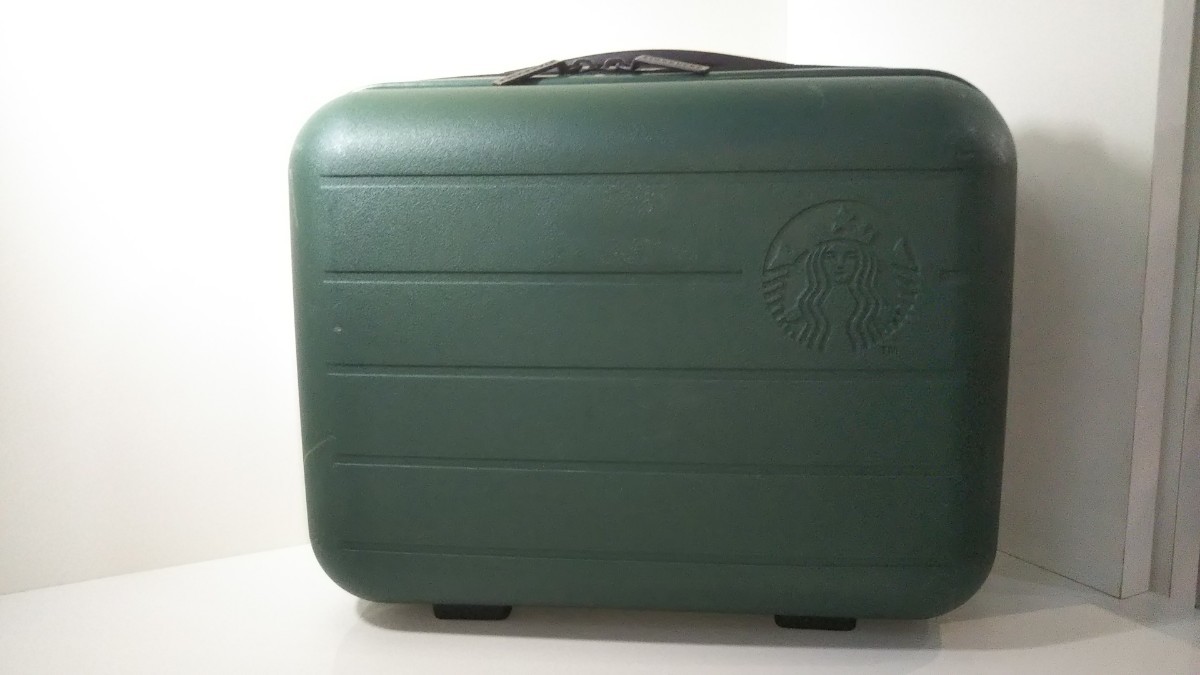 259送料500円 スターバックス ミニキャリーケース トランク バック バッグ STARBUCKS スーツケース グリーン　　_画像1