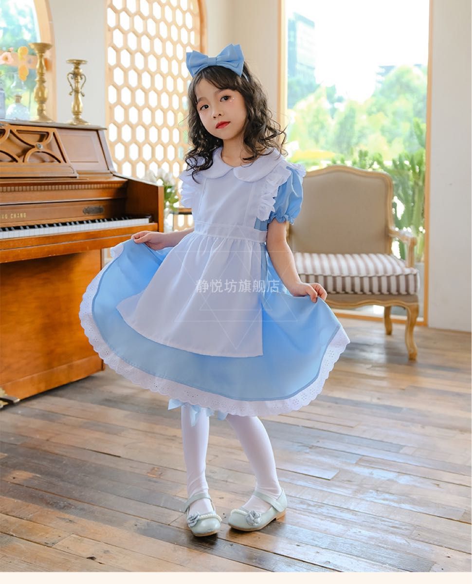 新品 不思議の国のアリス風コスプレ 仮装 衣装 女の子 キッズ 子供