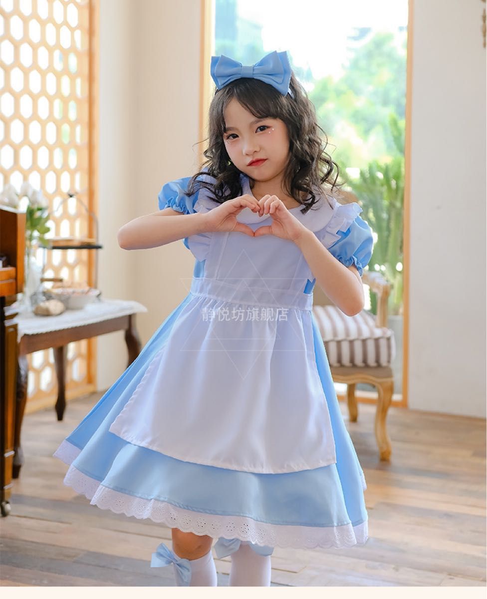 新品 不思議の国のアリス風コスプレ 仮装 衣装 女の子 キッズ 子供