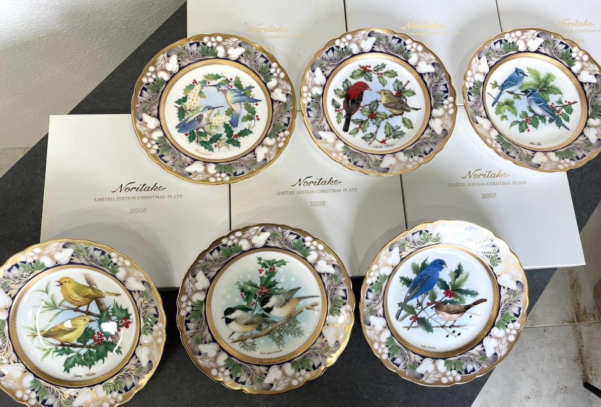 【1866】未使用 6枚セット ノリタケ Noritake クリスマスプレート イヤープレート 箱あり 検)ウエッジウッド マイセン 三越_画像1