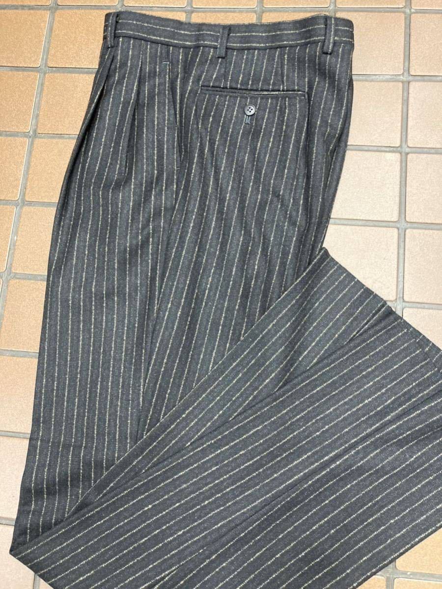 [ new goods ] cloth thickness super-rare . double 6.1. suit Dan ti. chock stripe Y7 total reverse side 2 tuck black color . close charcoal gray 
