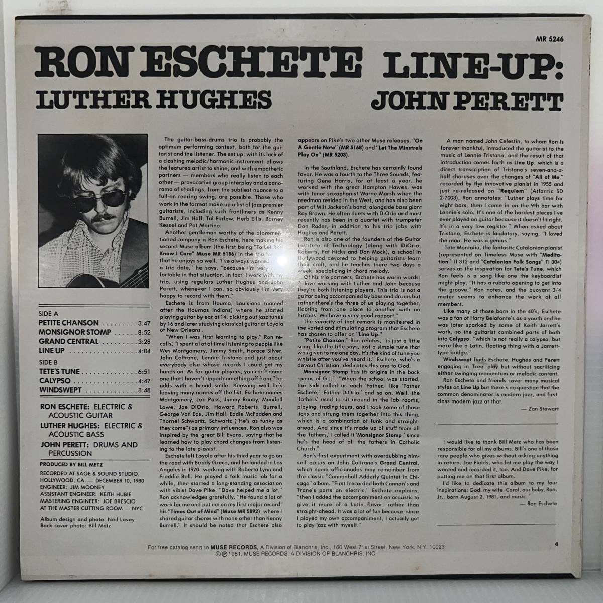 Jazz LP - Ron Eschete - Line-Up - Muse - シールド 未開封_画像2