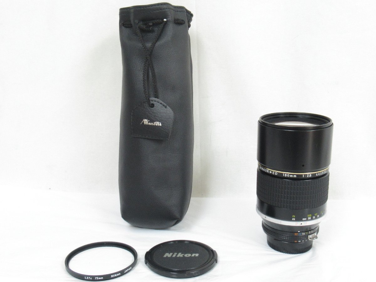 ○ 中古品 Nikon ニコン NIKKOR*ED 180mm 1:2.8 レザー 保存袋付き