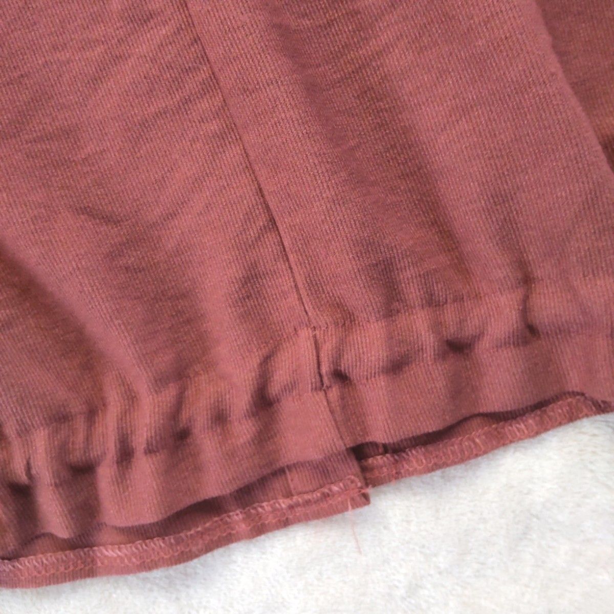 【新品 訳有り】Ichika イチカ バックの裾が絞れるブラウス 羽織りにも♪秋色 レッド ブラウン レンガ F フリーサイズ