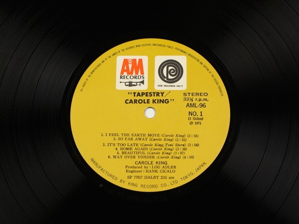 ◇◇キャロル・キング Carole King/つずれおり Tapestry つづれおり/国内盤LP、AML-96 #I04YK4_画像3