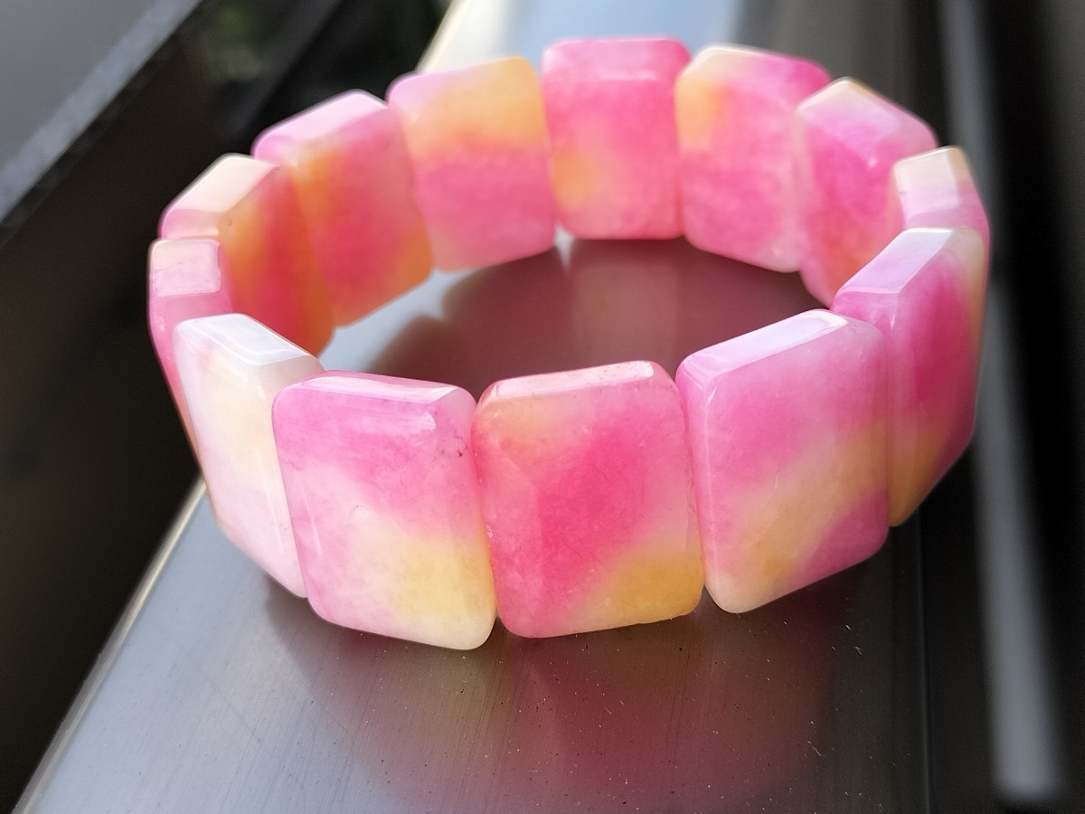 天然石 ホワイトピンクカルセドニー 玉髄 桃色 ピンク バングル