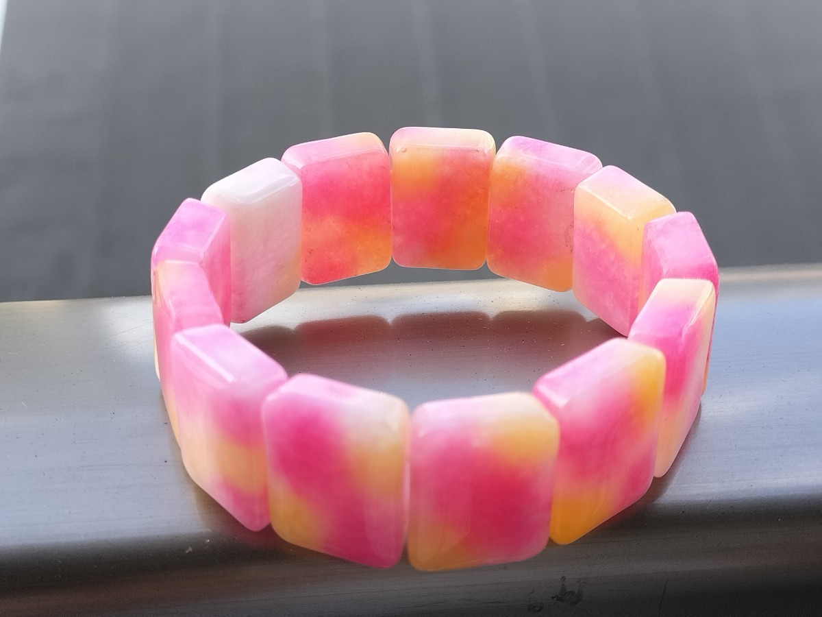天然石 ホワイトピンクカルセドニー 玉髄 桃色 ピンク バングル