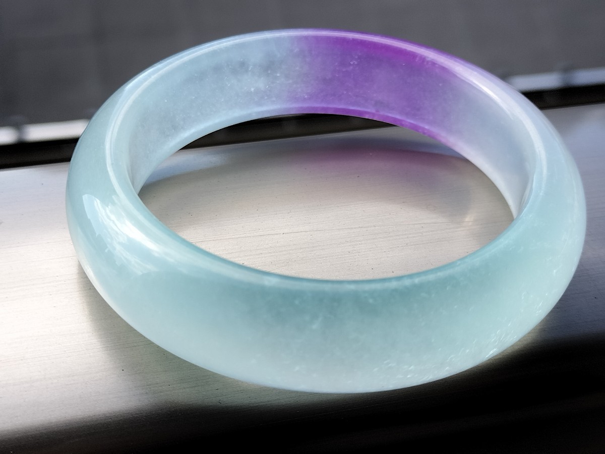 春帯彩翡翠バングル 翡翠 艶々春帯彩翡翠 半山半水 藍水翡翠 バングル 59mm|Yahoo