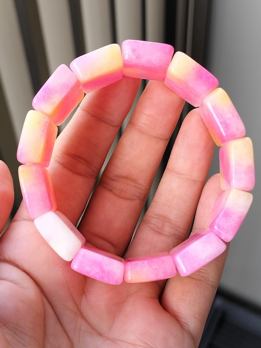 天然石 ホワイトピンクカルセドニー 玉髄 桃色 ピンク バングル