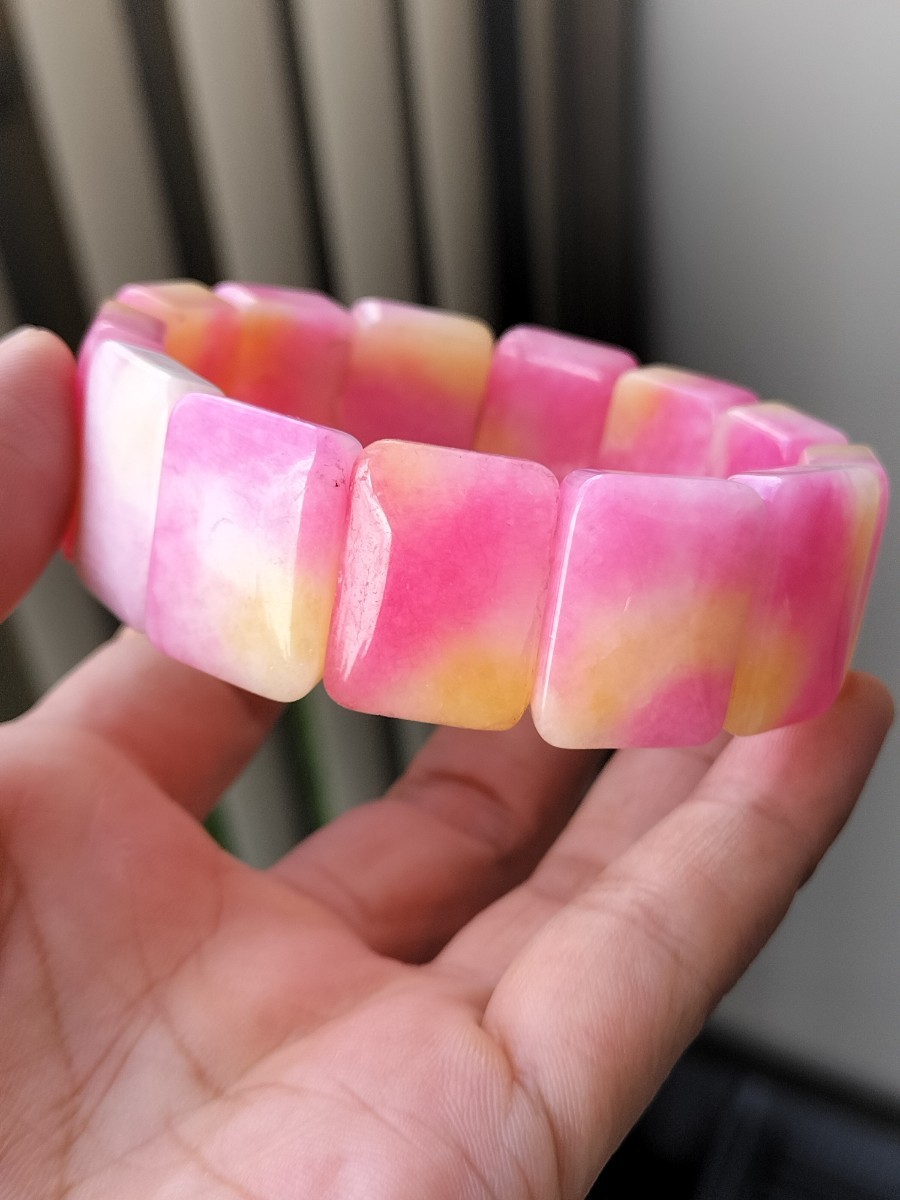 天然石 ホワイトピンクカルセドニー 玉髄 桃色 ピンク バングル