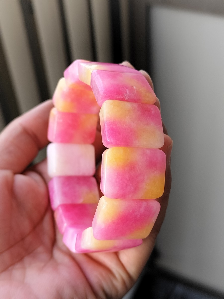 天然石 ホワイトピンクカルセドニー 玉髄 桃色 ピンク バングル
