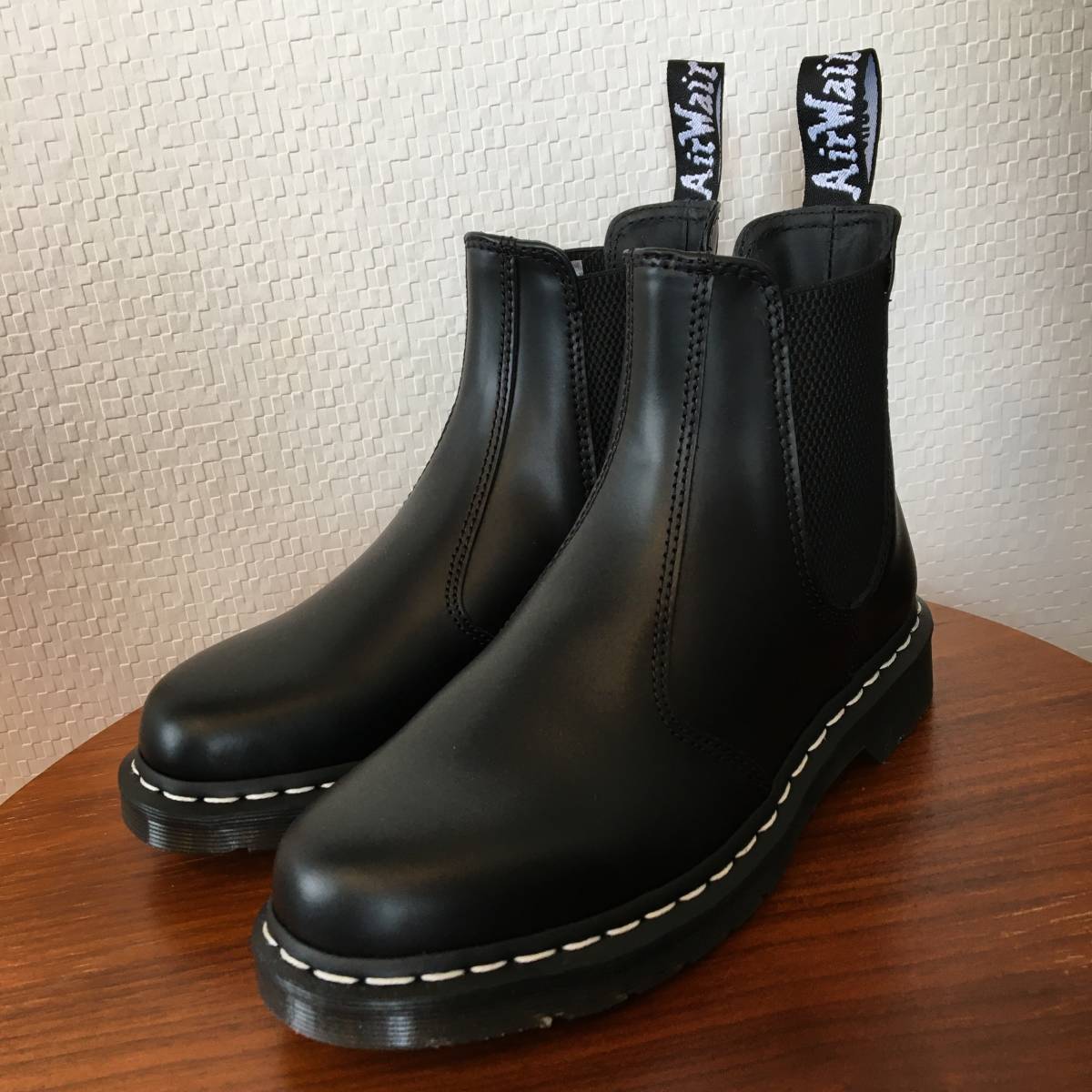 UK5（24.0cm）｜ドクターマーチン Dr.Martens 2976 チェルシーブーツ 黒 ホワイトステッチ 26257001 サイドゴア 人気 (新品)(即決)(正規品)