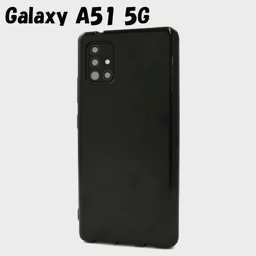 Galaxy A51 5G：光沢感のある 背面カバー ソフト ケース◆ブラック 黒_画像1