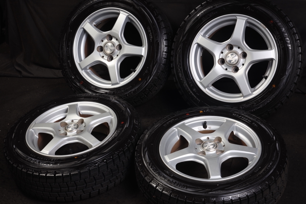 ★新品同様 165/70R14 国産DUNLOP スタッドレス 4本SET アクアスペイドパッソベルタポルテヴィッツマーチデミオKEIスイフトソリオブーン等_画像1