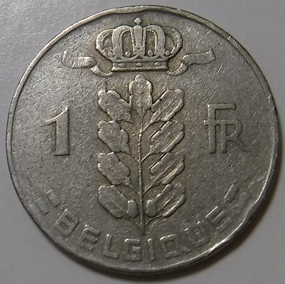 ベルギー １フラン 1950年 コイン 硬貨 貨幣_画像1