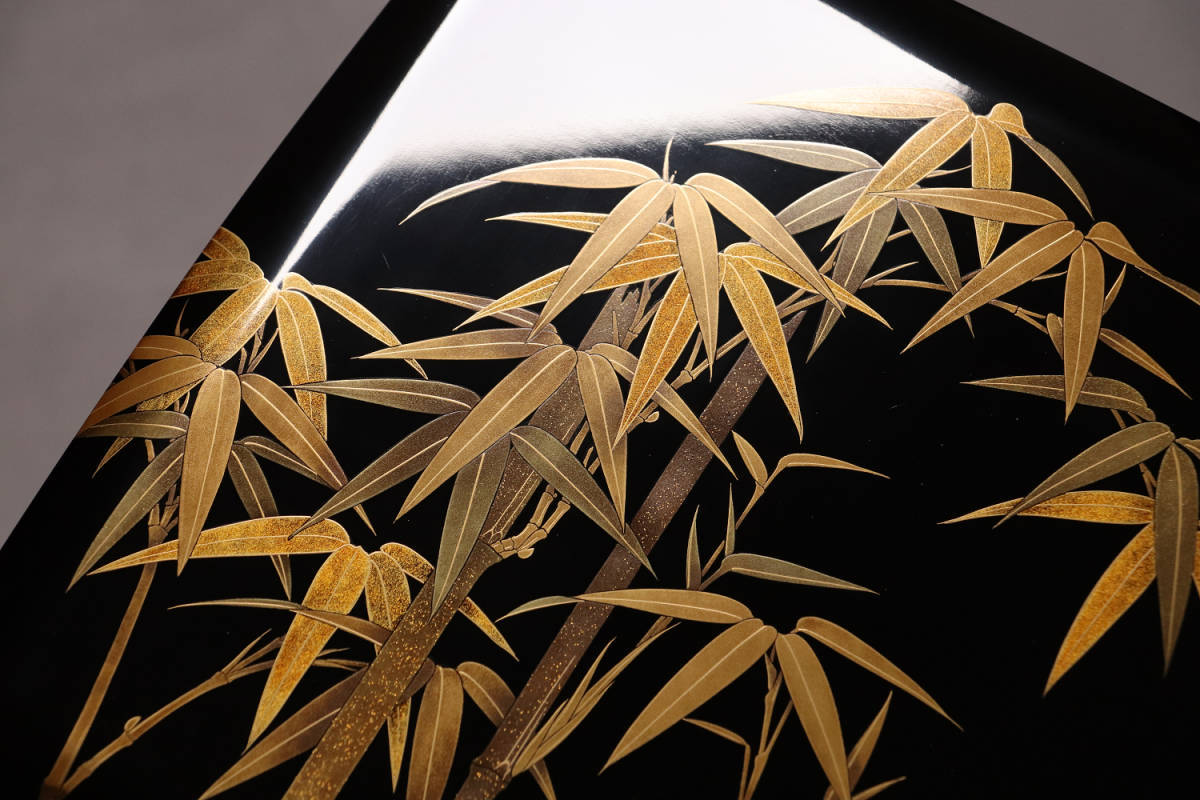 専用品 M449 輪島塗 竹文様金蒔絵 黒塗内朱塗五段重 二枚蓋 木箱 専用品 M449 輪島塗 竹文様金蒔絵 黒塗内朱塗五段重 二枚蓋 木箱