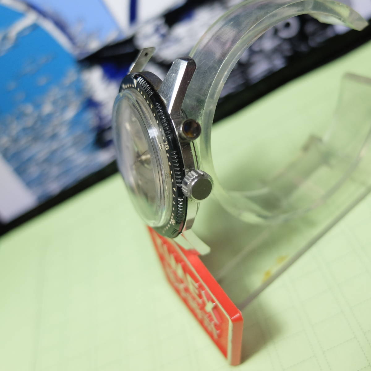 出た所勝負 金筋 五円玉 セイコー クラウン クロノグラフ 5719-8932 手巻き 諏訪 SEIKO Crown Chronograph JAPAN J 1968年5月製造販売 稼働_画像4