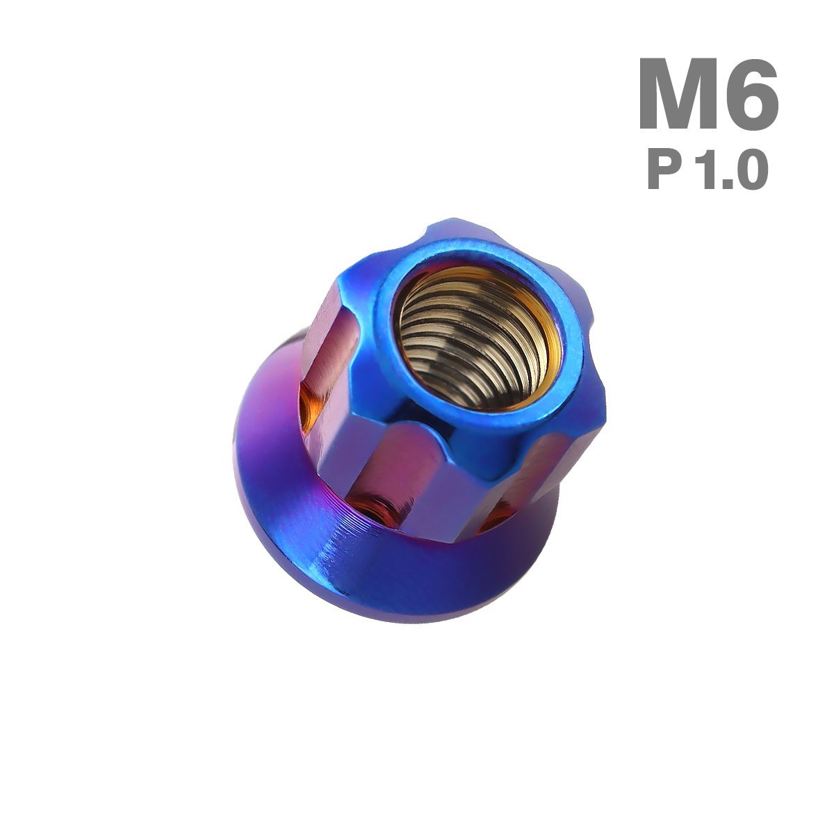 M6 P1.0 六角ナット ロング貫通ナット マフラーナット フランジ付き ステンレス 焼きチタンカラー カウル フェンダー バイク 1個 TF0064_画像1