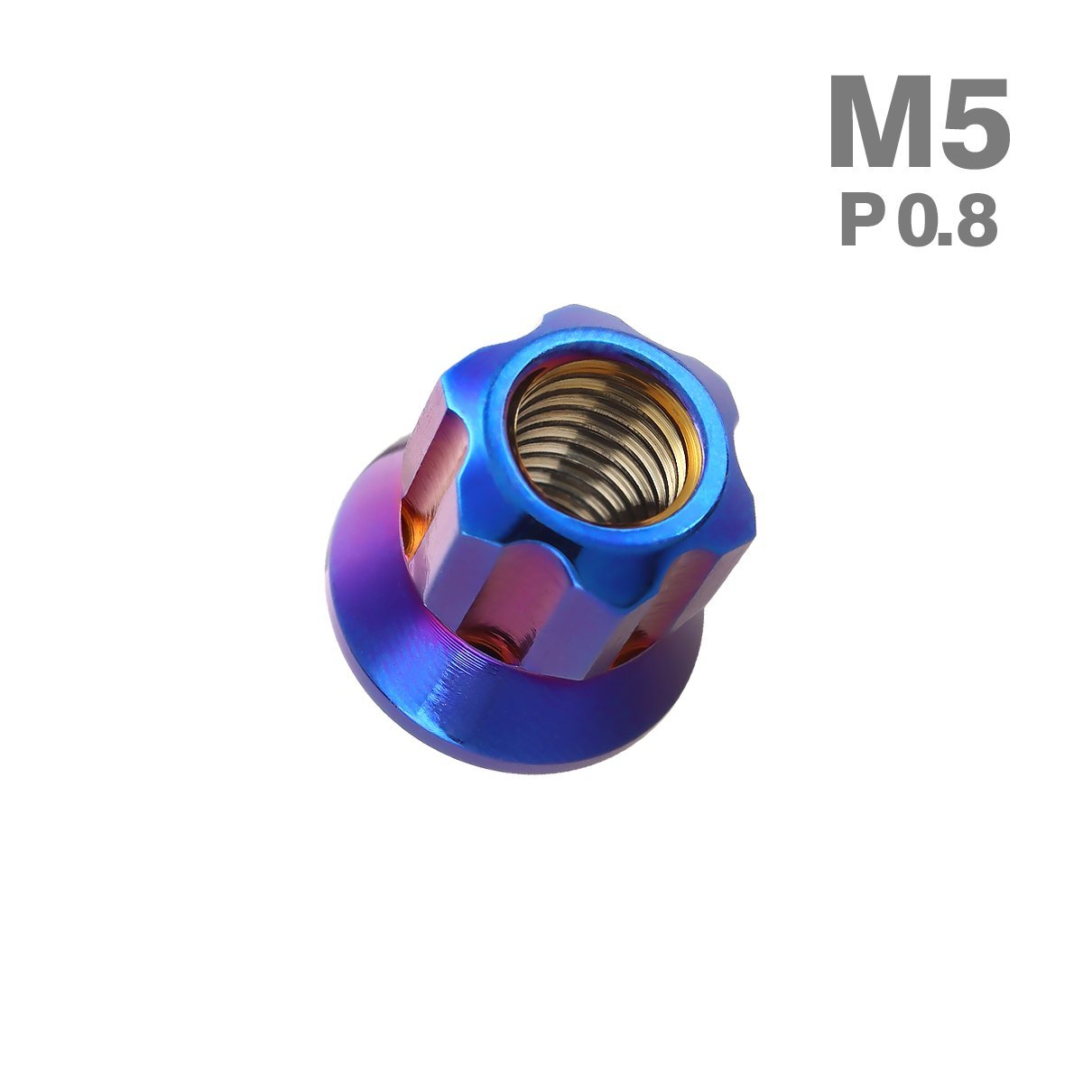 M5 P0.8 六角ナット ロング貫通ナット マフラーナット フランジ付き ステンレス 焼きチタンカラー カウル フェンダー バイク 1個 TF0063_画像1