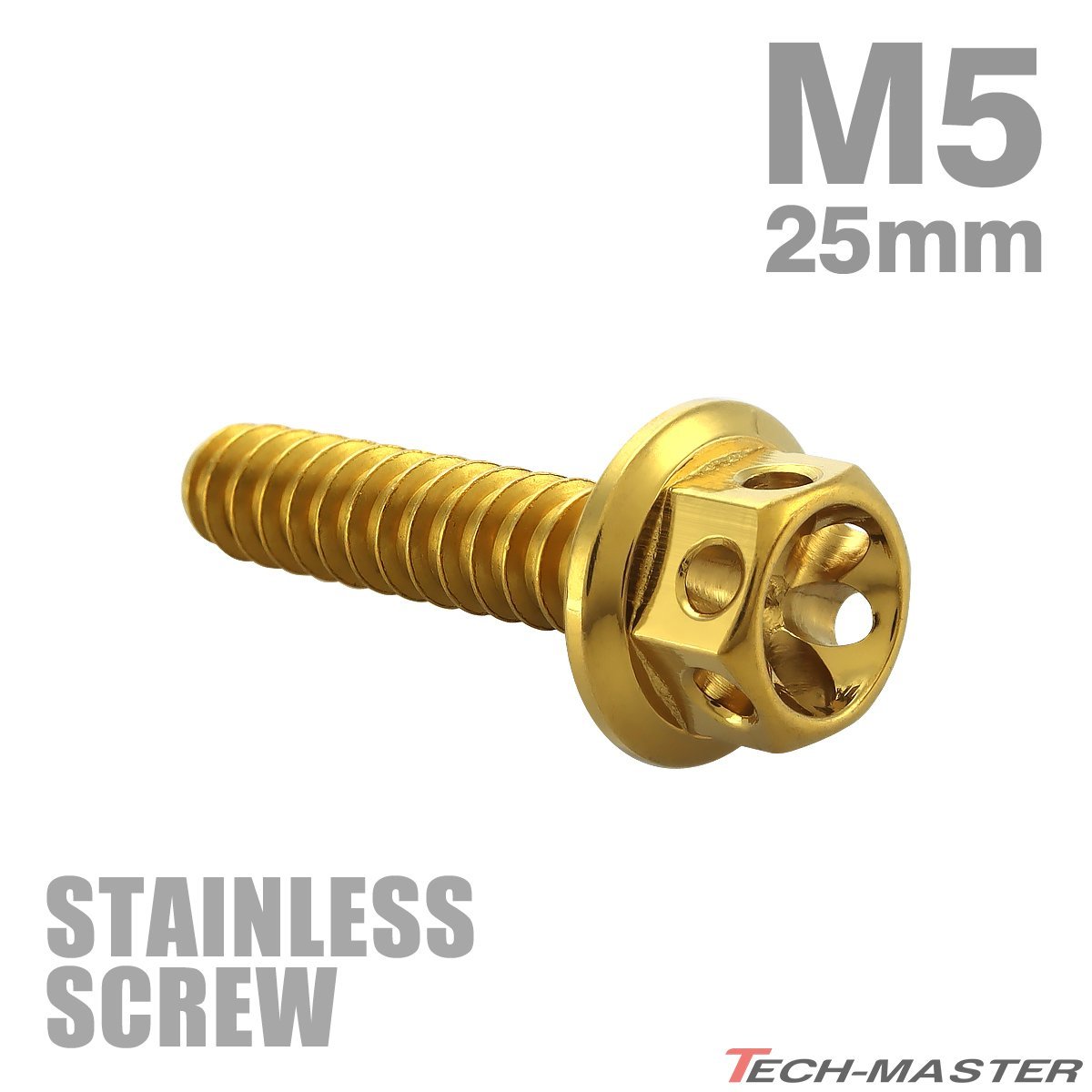 M5×25mm タッピングネジ ビス フラワーヘッド ステンレス ゴールド カウル フェンダー エンジン 車 バイク カスタム 1個 TC0025_画像1