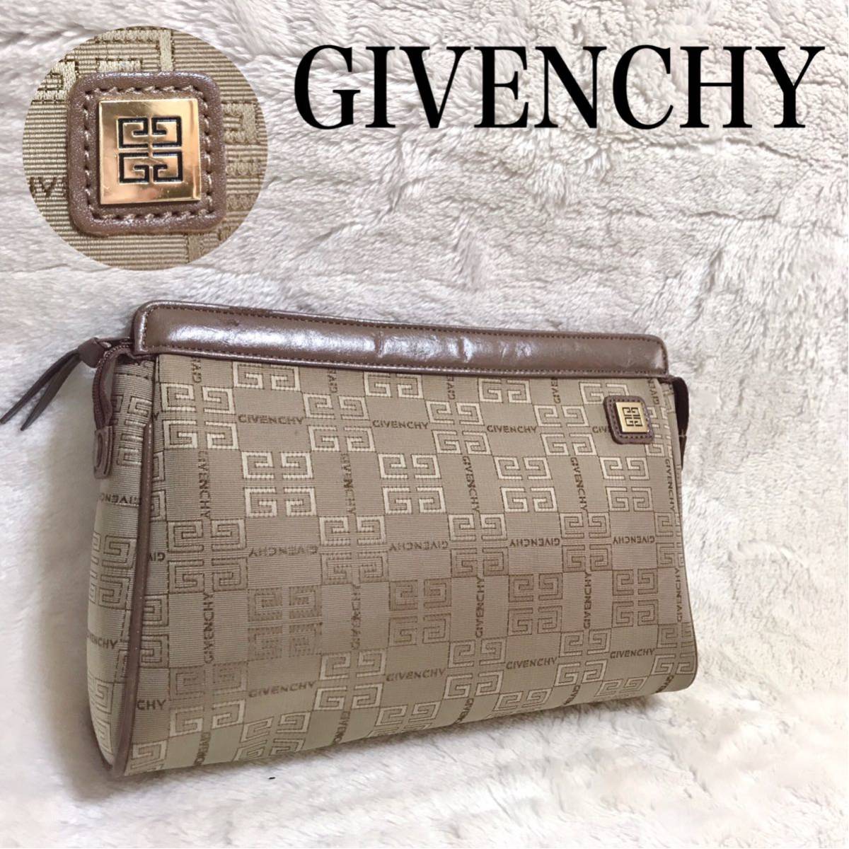 GIVENCHY 総柄 ジャガード セカンドバッグ クラッチバッグ レザー ロゴ ジバンシー_画像1