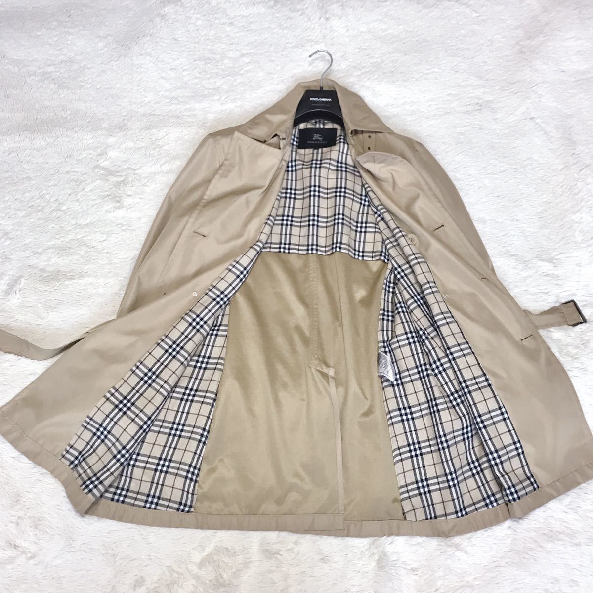 美品 バーバリーブラックレーベル トレンチコート ベルト ノバチェック 金具 BURBERRY BLACK LABEL ロングコート ジャケット