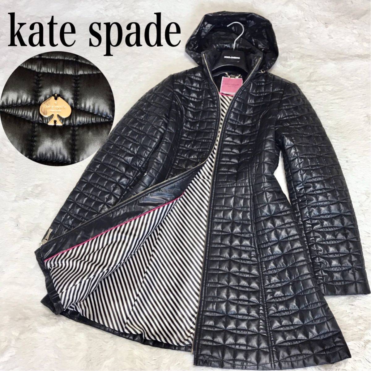 極美品 kate spade キルティング ダウンコート フード 中綿 ジップ ケイトスペード ブルゾン