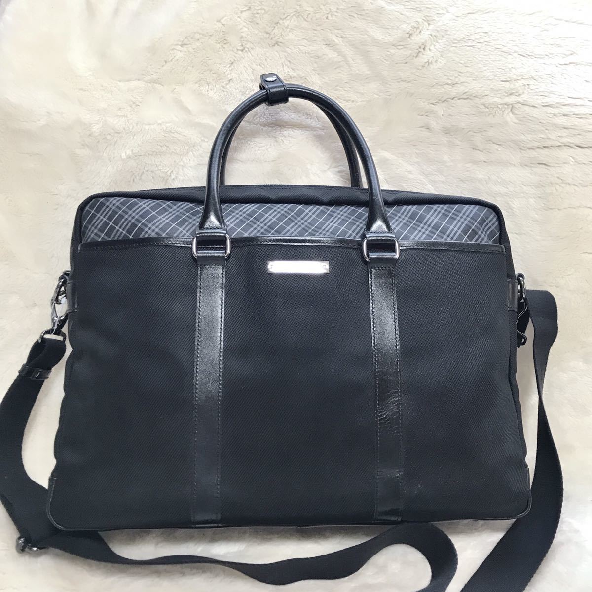 美品 バーバリーブラックレーベル 2way ビジネスバッグ ブリーフケース 黒 BURBERRY BLACK LABEL ショルダーバッグ